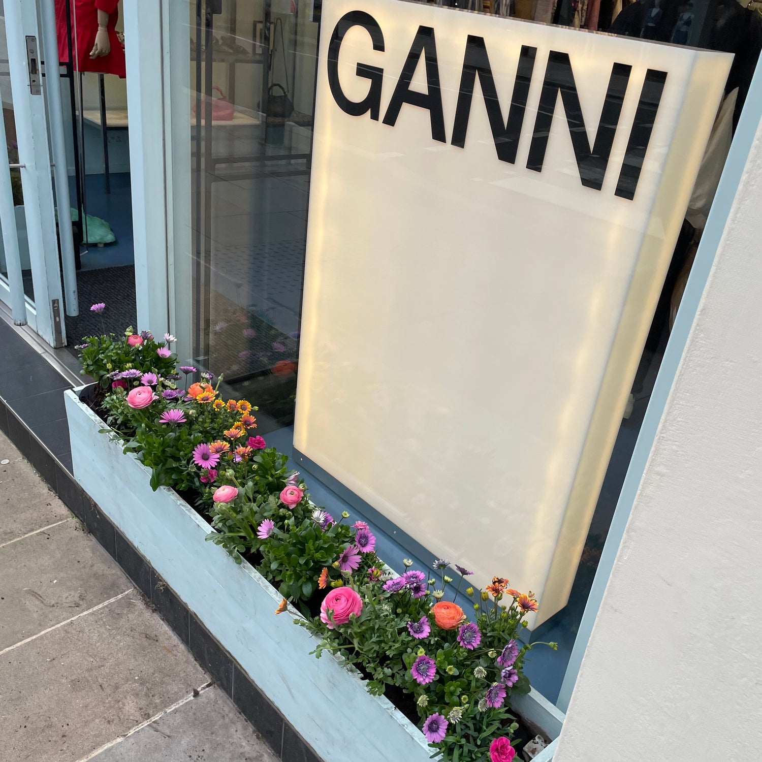 Planted window box outside the Ganni shop